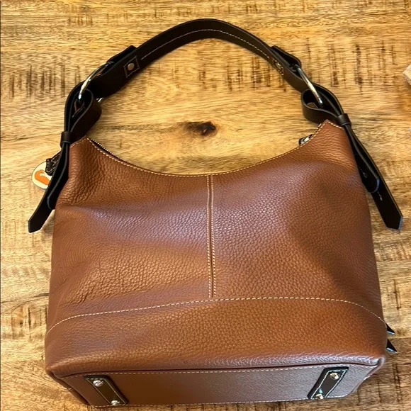 Dooney & Bourke 🦆 Elegant Brown Pebbled  Leather Shoulder Bag EUC - Picture 3 of 15